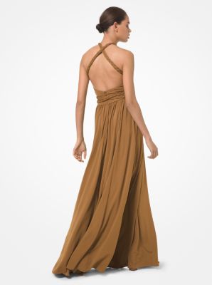 Crepe Jersey Braided Halter Dress image number 1