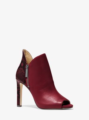 Alane Leather and Python Embossed Open-Toe Ankle Boot | Michael Kors