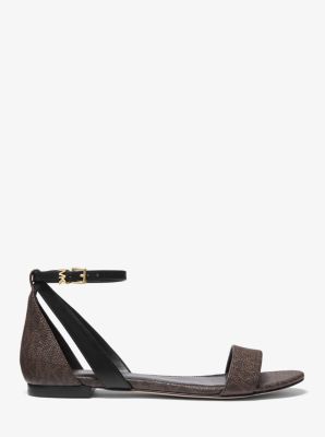 Sandale Cardi en cuir et &agrave; logo in BRUN/NOIR | Michael Kors