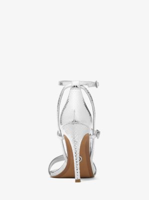 Cardi Metallic Snake Embossed Leather Sandal Michael Kors