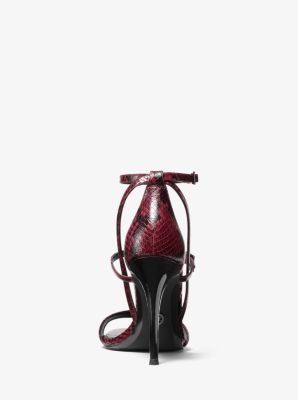 Cardi Snake Embossed Leather Sandal Michael Kors