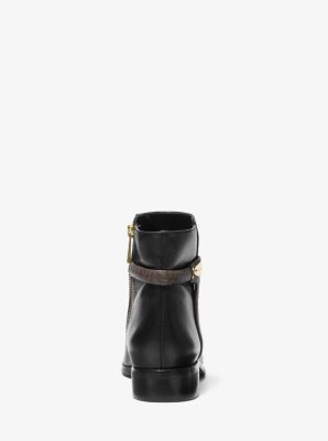 Finley Leather and Logo Ankle Boot in BLK/BROWN | Michael Kors