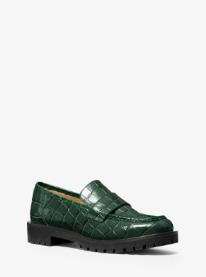 michael kors irving crocodile embossed leather sneaker