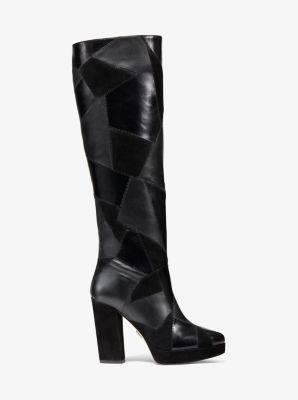 Hanya Patchwork Crinkled Leather and Suede Boot image number 1