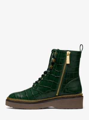 Haskell crocodile embossed leather combat boot new arrivals