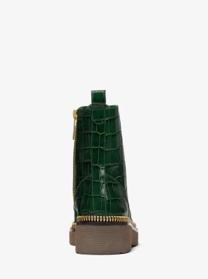 haskell crocodile embossed leather combat boot