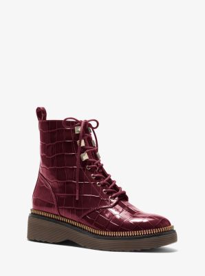 Haskell Crocodile Embossed Leather Combat Boot | Michael Kors