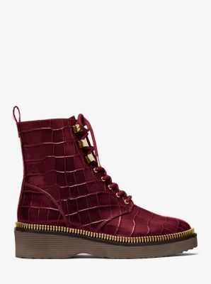 Haskell crinkled leather and logo hot sale combat boot