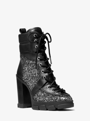 Ridley Glitter and Leather Lace-Up Boot | Michael Kors
