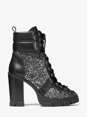 Ridley Glitter and Leather Lace-Up Boot | Michael Kors