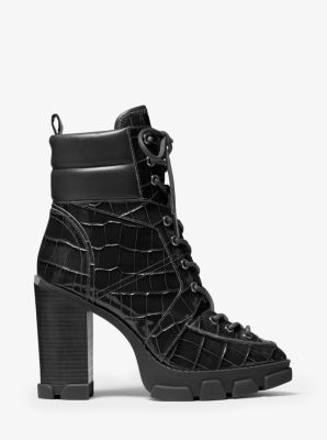 Ridley Crocodile Embossed Leather Lace-Up Boot image number 1