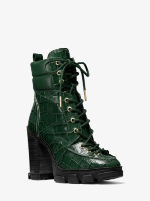 michael kors green combat boots
