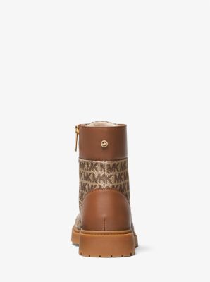 Alistair Logo Jacquard Combat Boot in BEIGE/EBONY/BROWN | Michael Kors