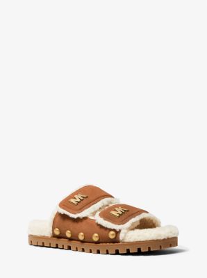 Mk logo faux store shearling slide