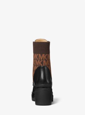 Botte de combat Brea en cuir et en jacquard logo Michael Kors