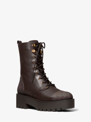 Bryce Leather and Logo Platform Combat Boot | Michael Kors