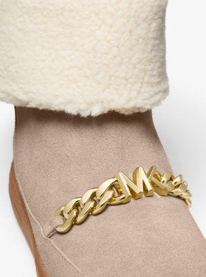 Chapman Embellished Faux Suede and Faux Shearling Boot in BIRCH | Michael Kors