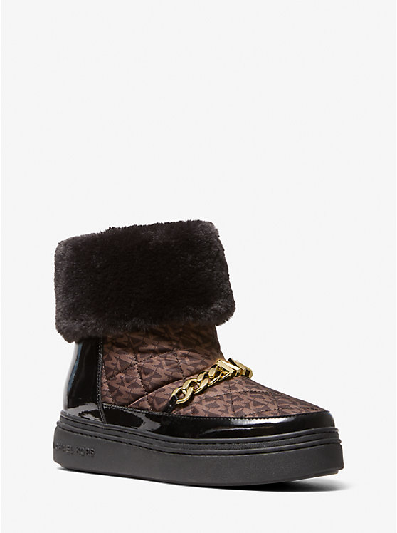 Chapman Embellished Quilted Logo and Faux Fur Boot image number 0