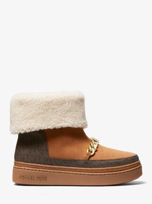 Chapman Embellished Faux Suede and Faux Shearling Boot | Michael Kors