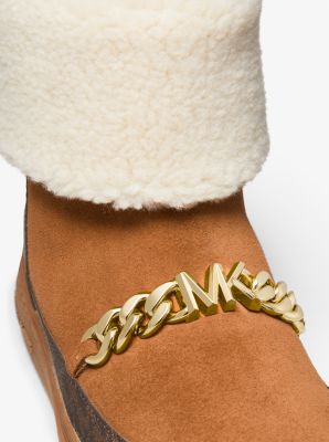 Chapman Embellished Faux Suede and Faux Shearling Boot