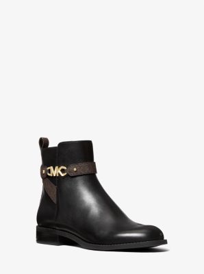 Farrah Leather and Logo Ankle Boot