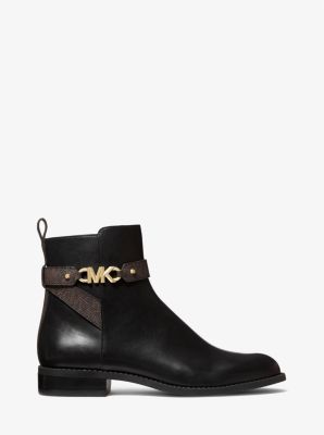 Farrah Leather and Logo Ankle Boot