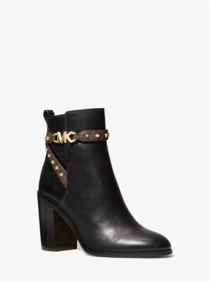 Farrah Leather and Studded Logo Boot | Michael Kors