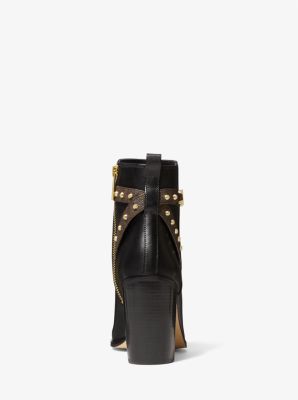 Farrah Leather and Studded Logo Boot