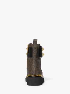 Schnürstiefel Haskell aus Leder und Logostoff mit Nieten image number 3