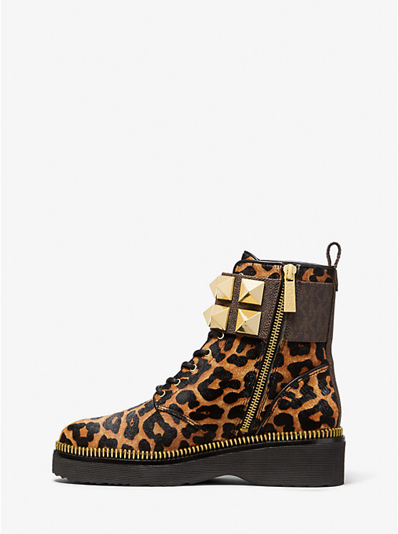 Haskell Studded Printed Calf Hair Combat Boot image number 2