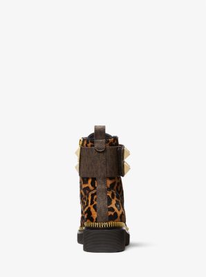 Haskell Studded Printed Calf Hair Combat Boot | Michael Kors