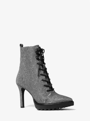 Kyle Glitter Chain Mesh Lace-Up Boot | Michael Kors