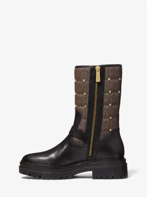 Stiefel Layton aus Leder und abgestepptem Logostoff mit Nieten image number 2