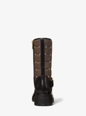 Stiefel Layton aus Leder und abgestepptem Logostoff mit Nieten image number 3