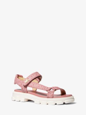 michael michael kors ridley mk logo print sandals