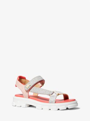 michael michael kors ridley mk logo print sandals