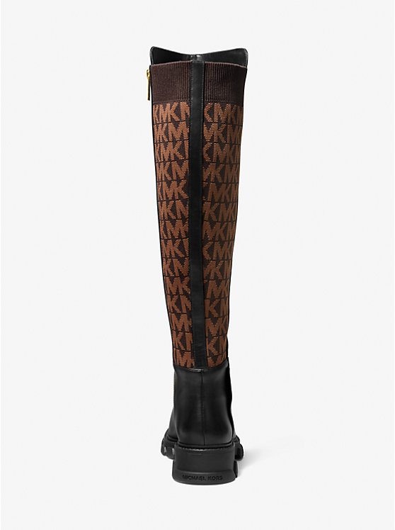 Ridley Leather and Logo Jacquard Knee Boot image number 3