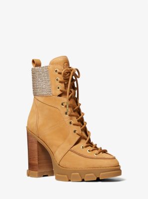 Ridley Embellished Nubuck Lace-Up Boot | Michael Kors