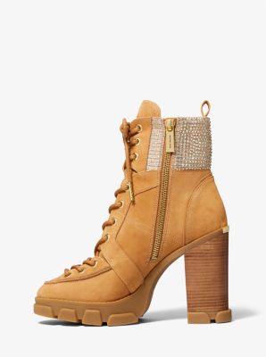 Ridley Embellished Nubuck Lace-Up Boot