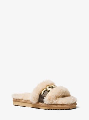 Scarlett Chain Link Faux Fur Slide Sandal | Michael Kors