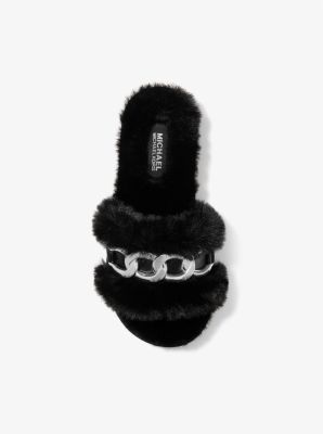 Michael kors faux shop fur slide sandals