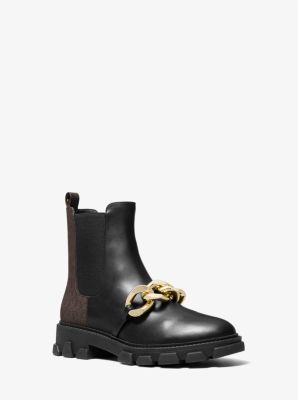 Scarlett Embellished Leather and Logo Boot | Michael Kors