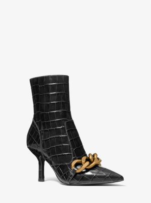 Botte Scarlett en cuir gaufr&eacute; &agrave; motif crocodile orn&eacute; in NOIR | Michael Kors