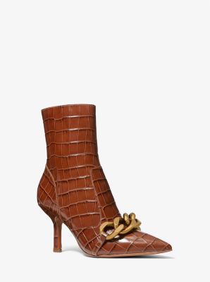 Scarlett Embellished Crocodile Embossed Leather Boot | Michael Kors