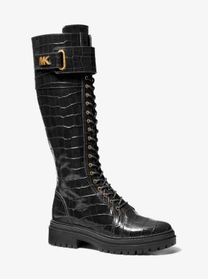 Stark Crocodile Embossed Leather Combat Boot | Michael Kors