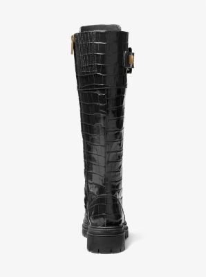 Stark Crocodile Embossed Leather Combat Boot Michael Kors