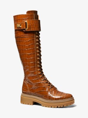 Stark Crocodile Embossed Leather Combat Boot | Michael Kors