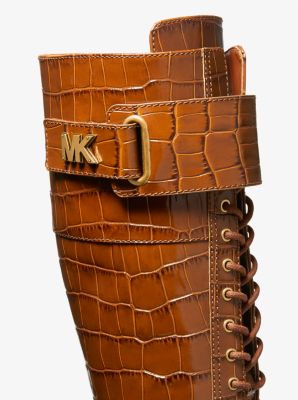 Schnürstiefel Stark aus Leder mit Krokodilprägung image number 4