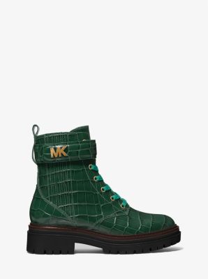 Stark Crocodile Embossed Leather Combat Boot Michael Kors