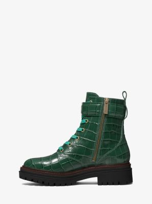 Stark Crocodile Embossed Leather Combat Boot | Michael Kors